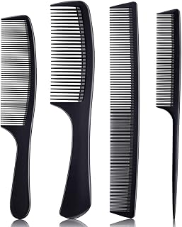 Bealihelp 4-Piece Carbon Fiber Hair Comb Set - Professional Fine & Wide Tooth Styling Combs for Teasing, Parting, All Hair Types
