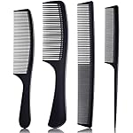 4 Pieces Combs for Women and Man, Premium Black Carbon Fiber Hair Comb Set for Teasing and Parting, Professional Combs for Hair Stylist, Fine and Wide Tooth Styling Comb for All Hair Types