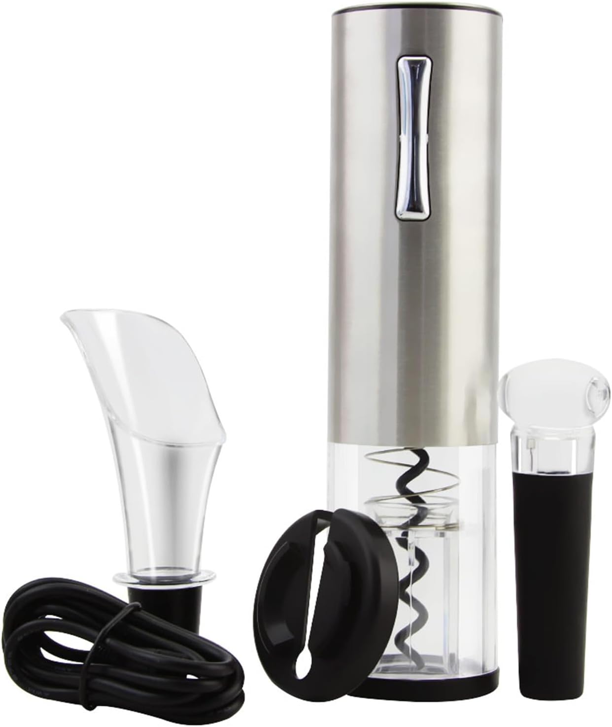 Electric Wine Opener, Rechargeable Operated Automatic Wine Bottle Opener Portable Electric Corkscrew Wine Opener Wine Accessories for Wine Lovers Family Gatherings Holiday Parties(Silver)