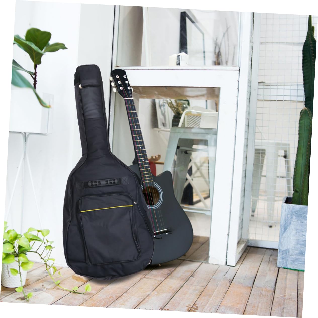 Vaguelly Acoustic Guitar Bag Oxford Cloth Backpack with Double Straps Padded Back Pad for Comfort Front Pocket for Storage for Musicians and Travel
