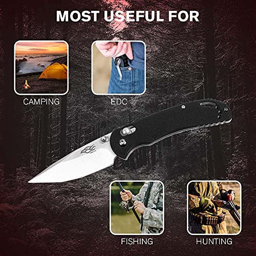 Firebird Ganzo F753M1 Pocket Folding Knife G-10 Anti-Slip Handle With Clip 440C Stainless Steel Blade Camping Fishing Outdoor Folder Edc Knife (Black) #TOP4