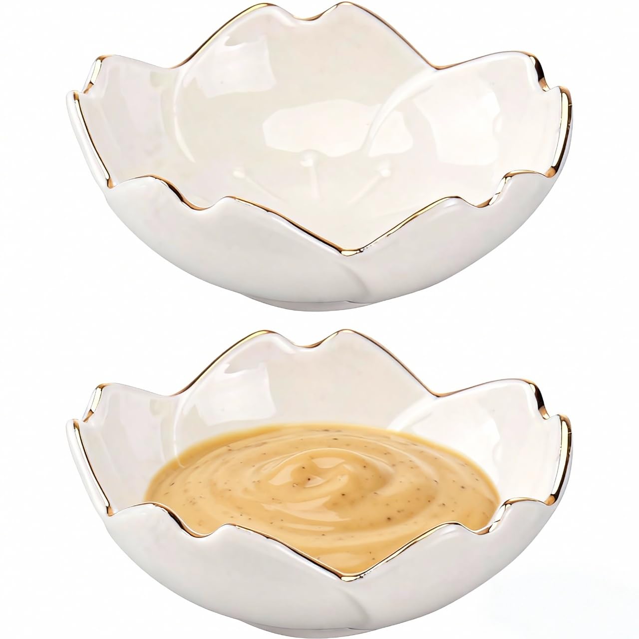 Plats d'assaisonnement en céramique DOITOOL coupelles à sauce et salade blanche
