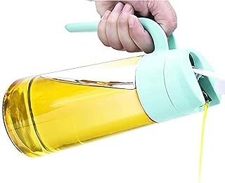 オイルディスペンサー、自動キャップおよびストッパー、オートフリップオリーブオイルガラス瓶、漏れ防止の調味料容器非ドリップスパウト、キッチン調理のための滑り止めハンドル,ブルー