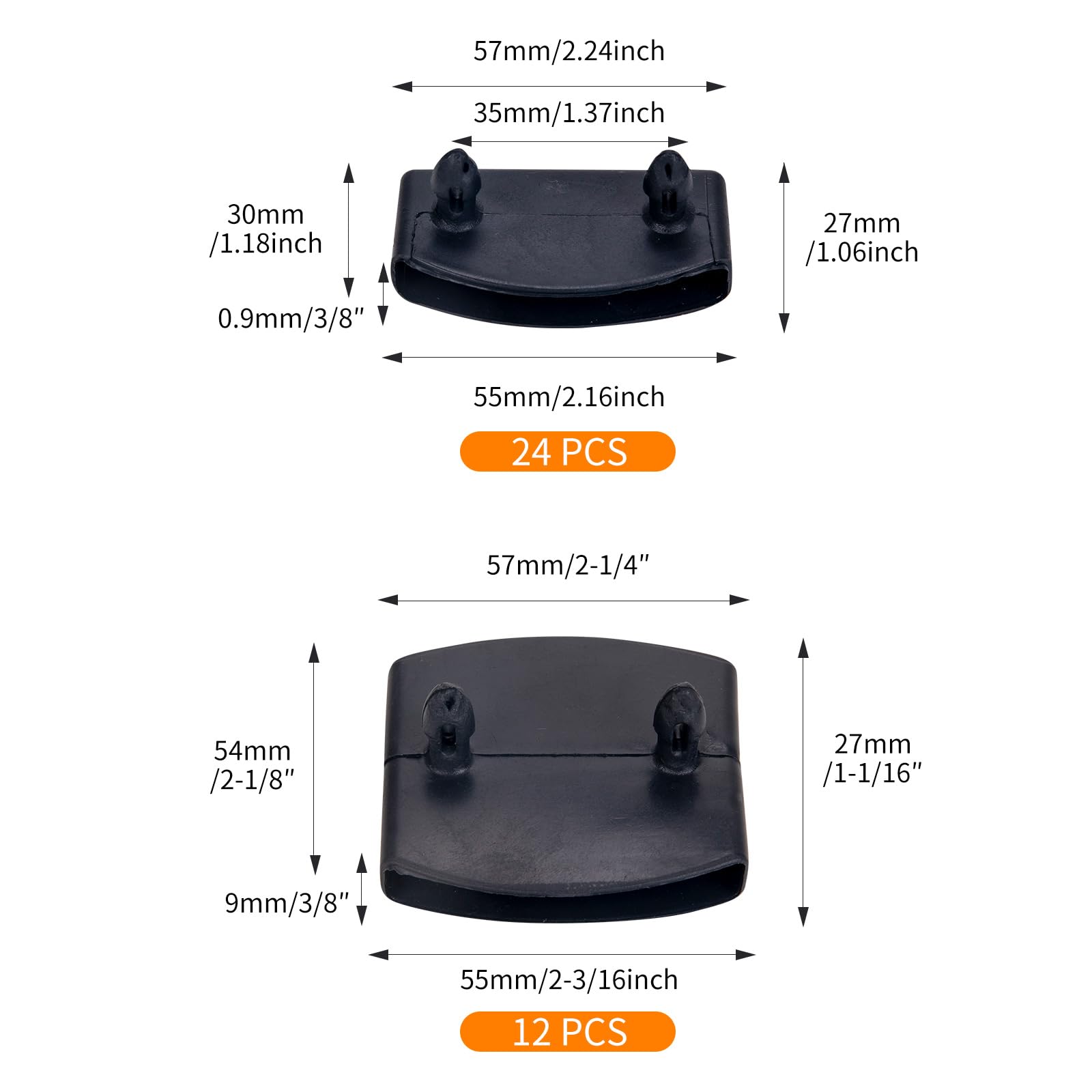 Kit 20 Supporti Per Doghe Del Letto NANSHINE: Tappi Centrali In Plastica Per Listelli 60-62 Mm, Riparazione Letto, Colore Nero - 4