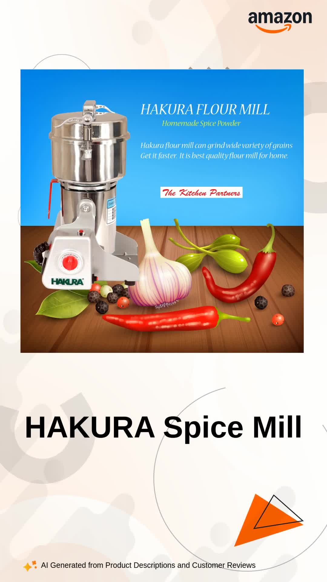Buy HAKURA Stainless Steel Spice Mill Flour Mill Electric Dry