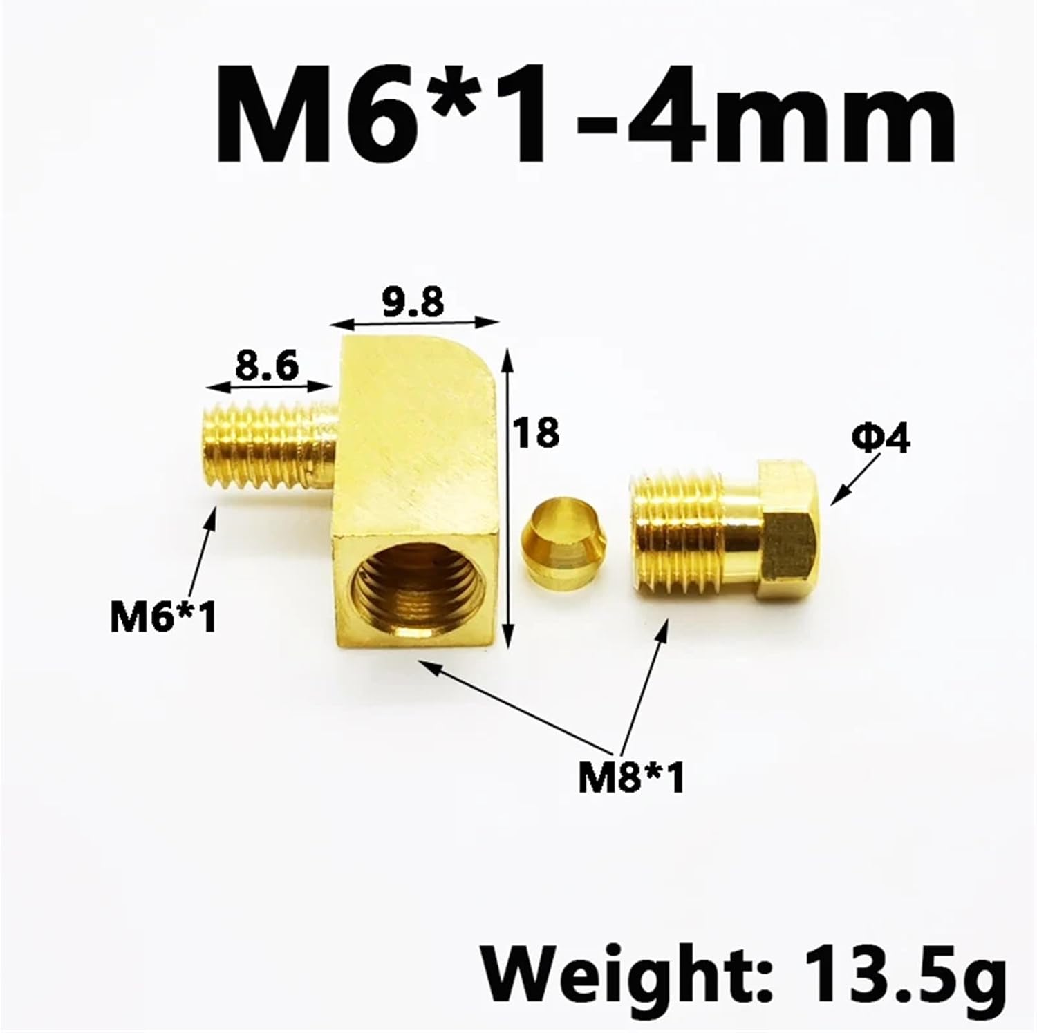 20pcs M5 M6 M8 M10*1 1/8 1/4" Male To 4 6 8mm Brass Elbow Compression Ferrule Tube Pipe Fitting Adapter For Oil Lubrication System(M6x1mm To 4mm)
