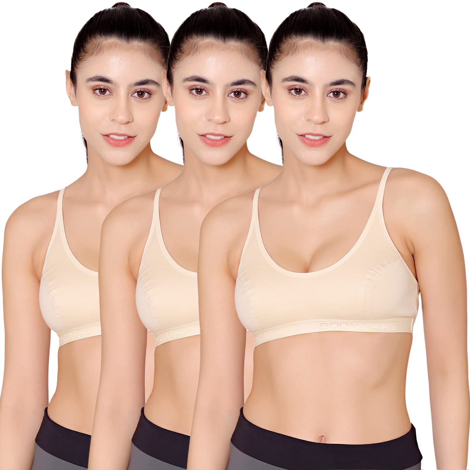 bodycare Women's Spandex And Cotton Non Padded Wire Free Sports Bra Orange-picture-45