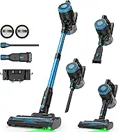 Zefiro Cordless Vacuum Cleaner for Home,45Mins Runtime Stick Vacuum Cleaners, Anti-Tangle and 1.5L Dust Cup, Lightweight Vacuum for Hardwood Floor Carpet Pet Hair (Blue&Black)