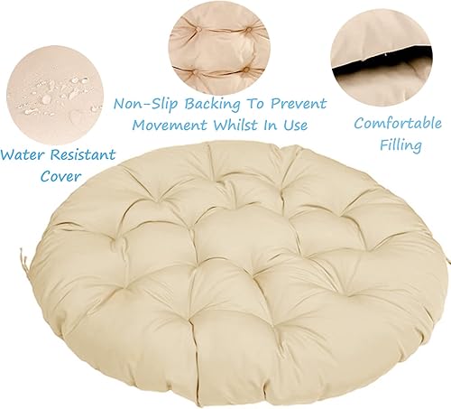 Miniatura 6 de Papasan - Cojín para silla de exterior de 23.6 x 25.4 pulgadas, cojín de exterior para silla redonda Papasan, cojín de columpio de jardín, suave,