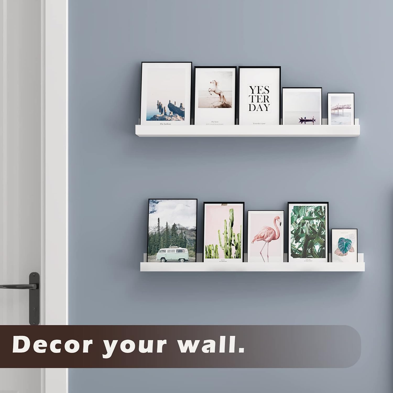 WELLAND Picture Ledge Shelf White, Picture Display Ledge, 24" for Bedroom, Living Room, Bathroom, Kitchen, Office image 4