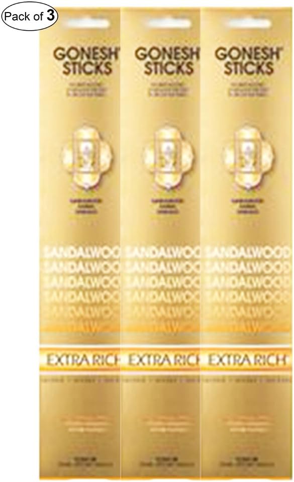 Gonesh Extra Rich Sandalwood Incense Sticks - 100 Stick Pack, Long Lasting Fragrance