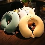 VICKYPOP Animal Neck Pillow Cute Cartoon Duck Memory Cotton Stuffed U-Shaped Travel Plush Pillow (Yellow Duck, 11.8 inches)