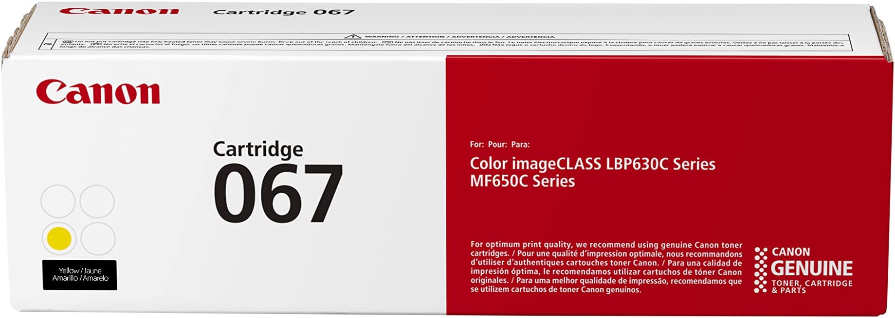 067 Yellow Toner Cartridge, Compatible to MF656Cdw, MF654Cdw, MF653Cdw, LBP633Cdw and LBP632Cdw Printers