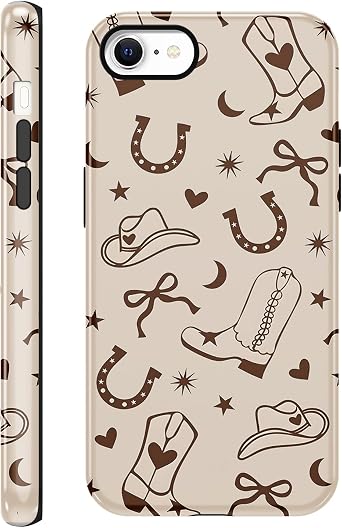 for iPhone SE 2022/2020/7/8 4.7 Brown Cowgirl Western Phone Case