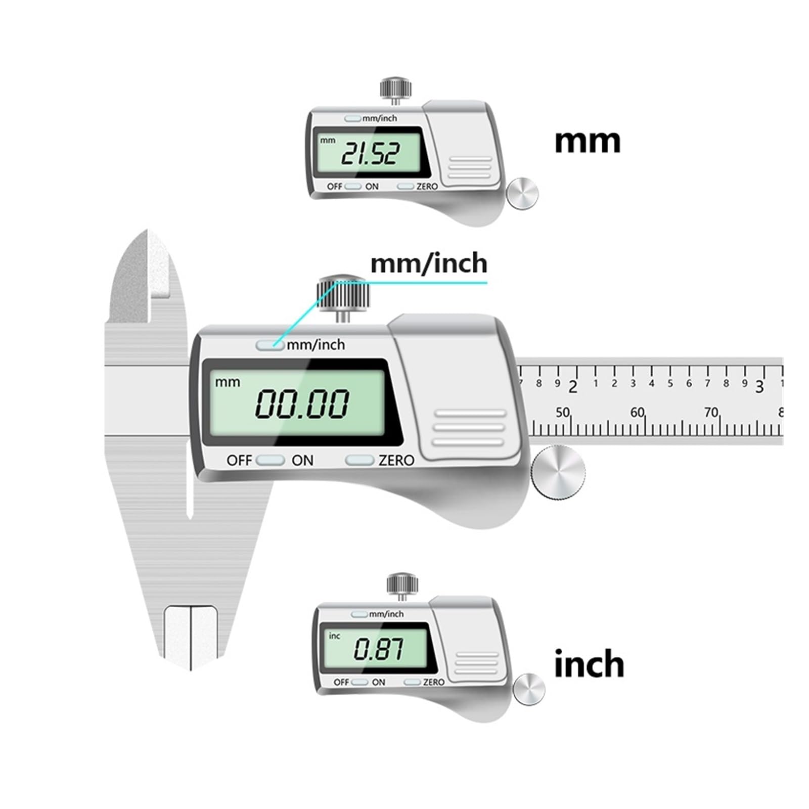 Suwmiarki z noniuszem Cyfrowy wyświetlacz Suwmiarki ze stali nierdzewnej 0-150 mm LCD Elektroniczna suwmiarka z noniuszem Metalowy mikrometr pomiarowy