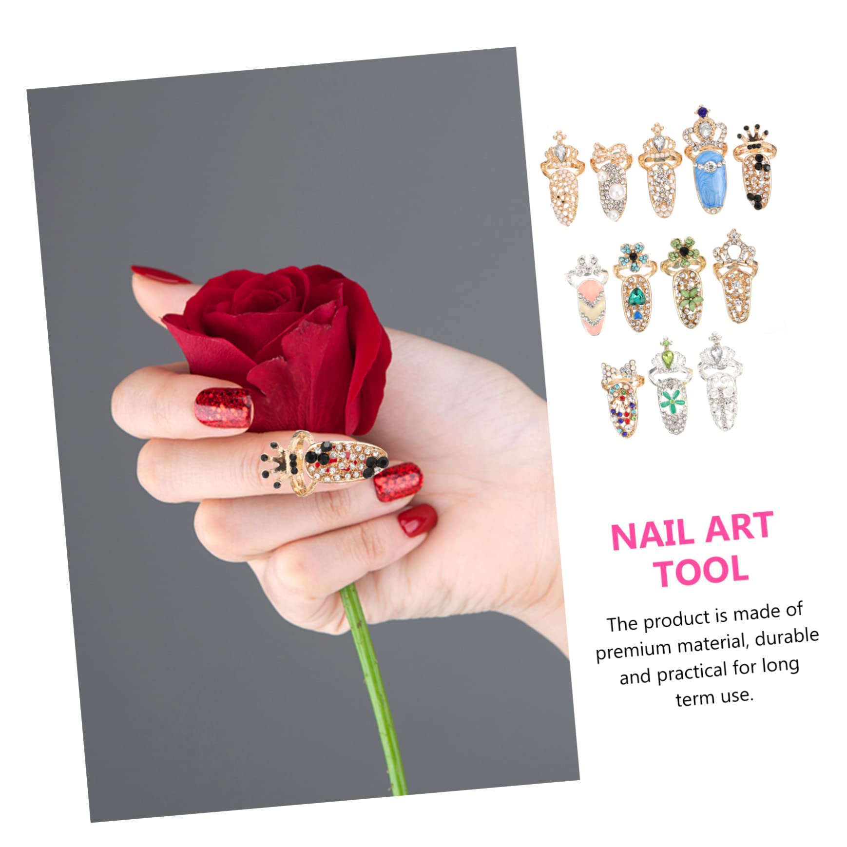 FOMIYES 2 Set Di Ciondoli Per Unghie Per Donne Decorazioni Per Manicure Robusti Gioielli Per Unghie Facile Applicazione 12 Pezzi * 2