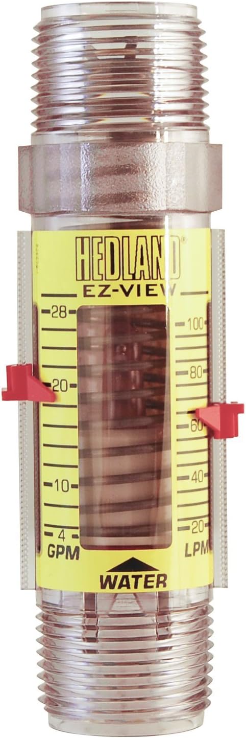 HedlandH621-028 EZ-View Flowmeter, Polysulfone, For Use With Water, 4.0 - 28 gpm Flow Range, 1" NPT Male