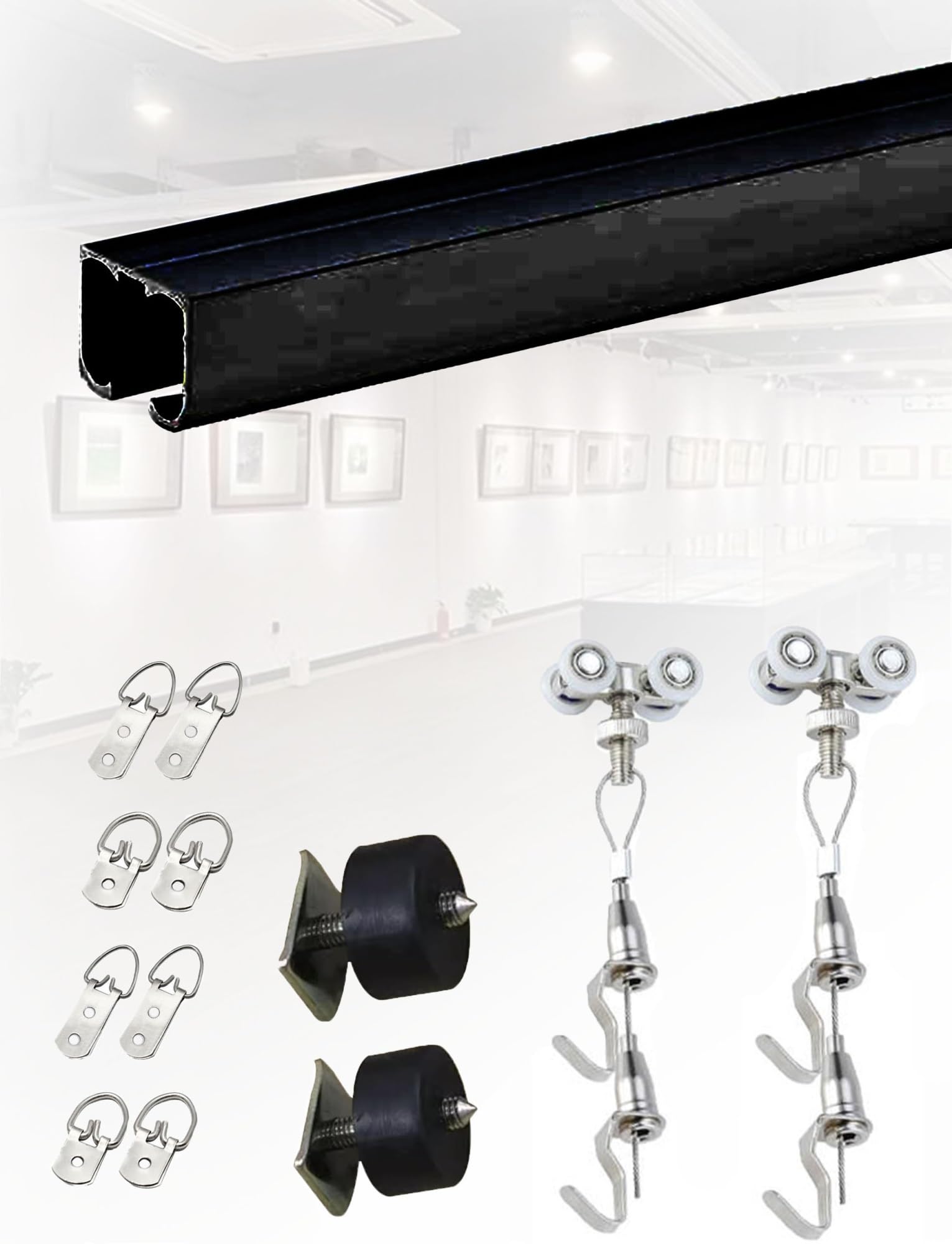 Barra para colgar cuadros y ganchos de marcos en kit de 120 cm con sistema de pared