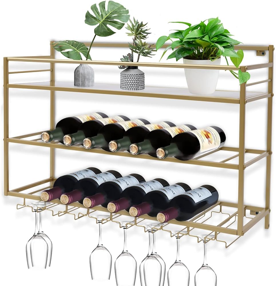 Meuble à vin peu encombrant : casier à vin en métal et étagère murale cuisine