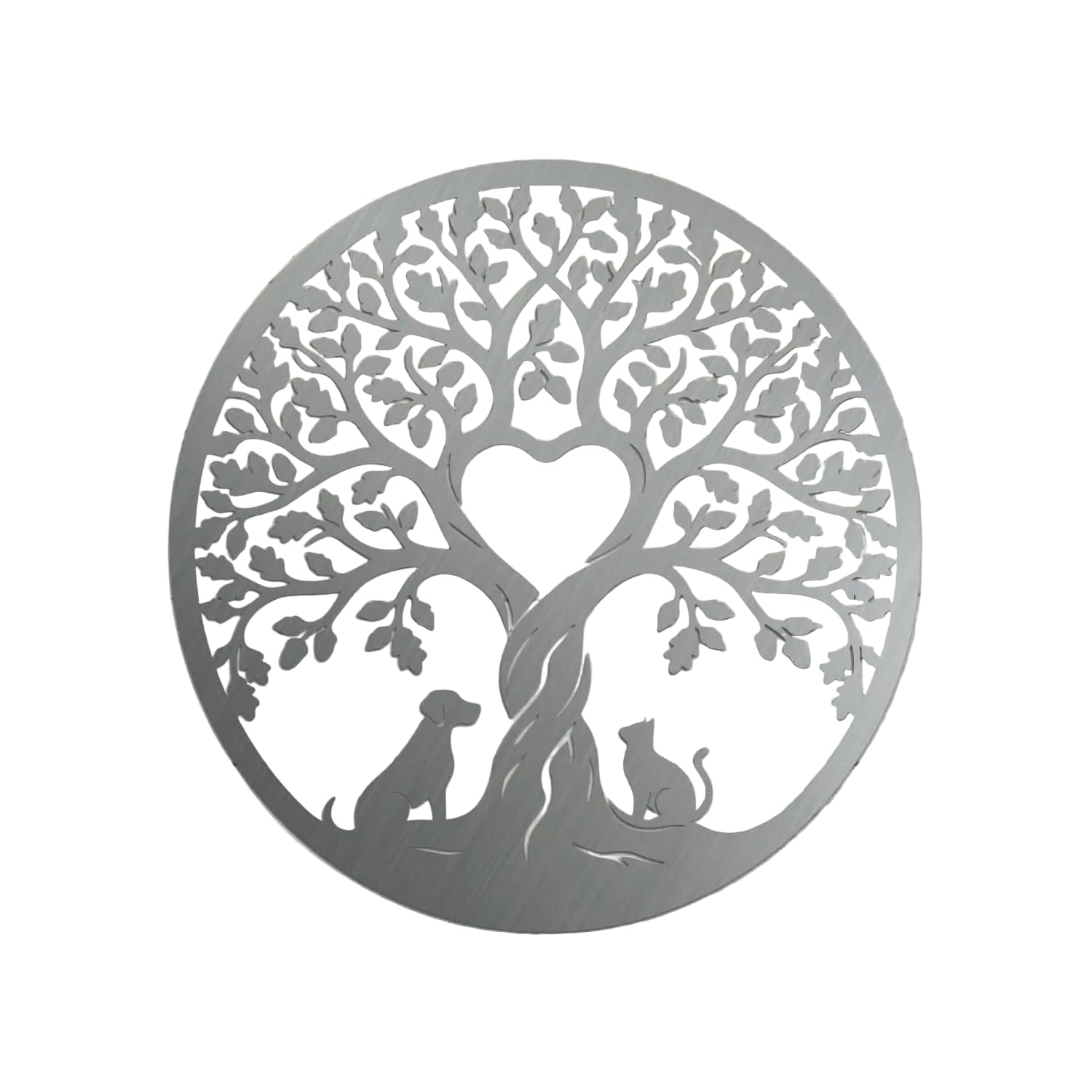 Image Industry Dog & Cat Heart in Oak Tree Steel Garden Sculpture
