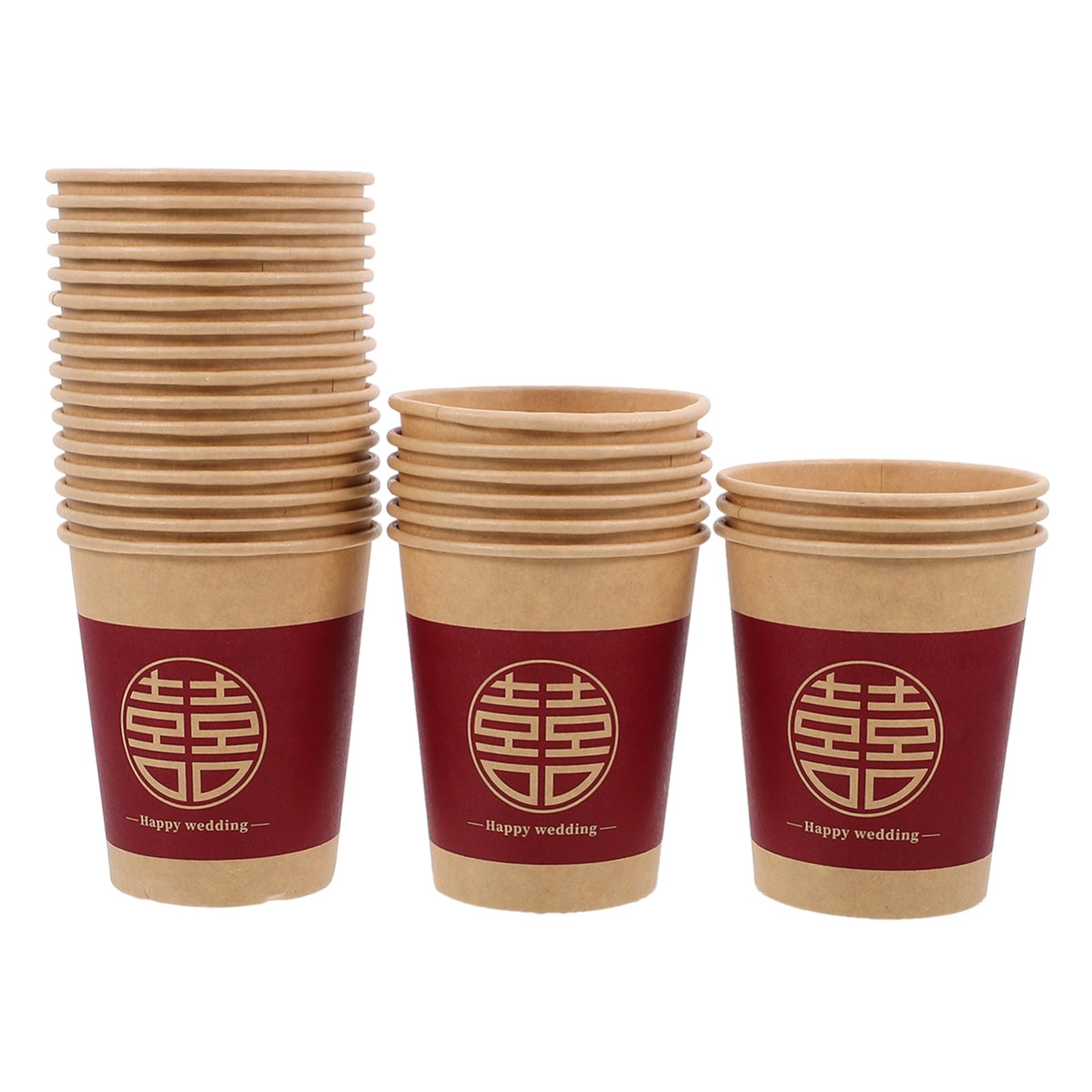 ULTECHNOVO 5 zestawów Happy Cup Kubki Papierowe Papierowy Na Wesele Chińskie Kubki Weselne Kubki Weselne Na Przyjęcie Jednorazowe Kubki Weselne Na Napoje Filiżanki Do 50szt*5