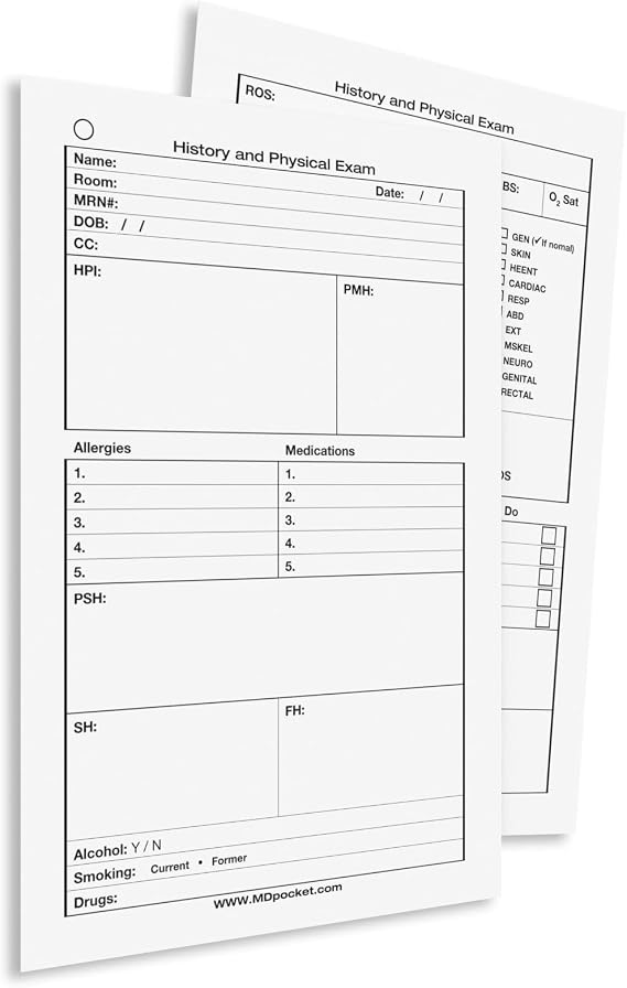 MDpocket History & Physical Exam Card Pack