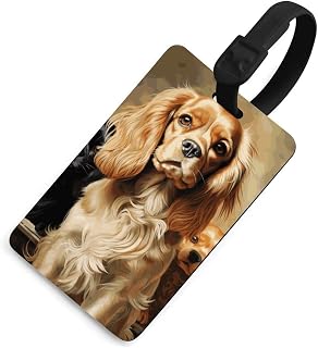 Cocker Spaniel Luggage Tag TPU Bag Tag Travel Airplane Essentials Personalized Luggage Tags Holder with Lanyard Name Id Identifier Card for Suitcase Backpack Toolbox