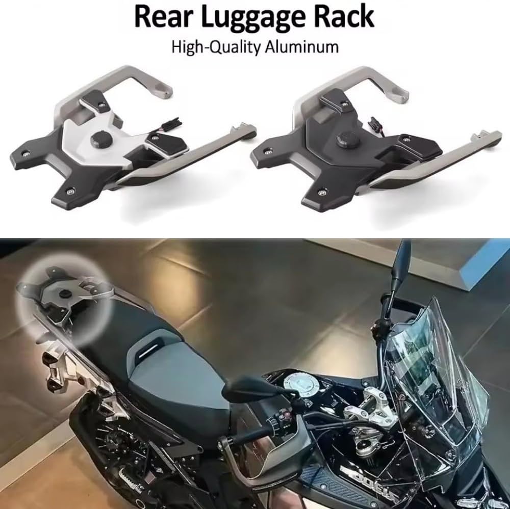 Fit for BMW R1300GS Adventure ADV R1300GSA (2024 2025) Motorcycle Rear Luggage Rack with Charging Port Top Box Bracket Carrier Rack Tail Storage Box Support Holder (Black)