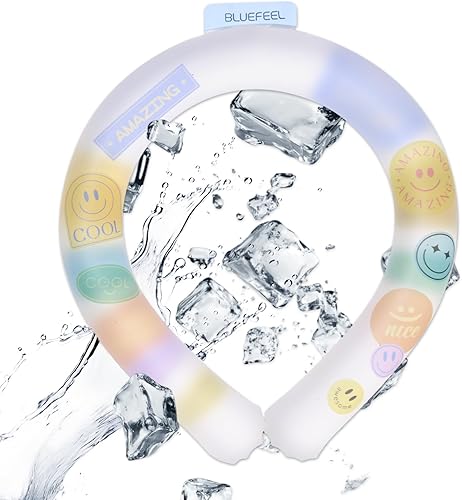 BLUEFEEL Anillo de hielo enfriador de cuello Tubo de enfriamiento portátil con bolsa de hielo de gel Aire acondicionado personal para alivio del
