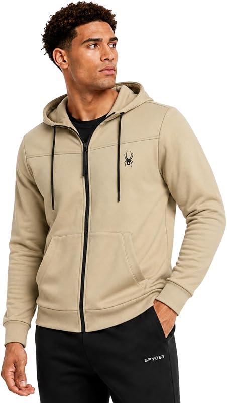Mens Athletic Hoodie Moisture Wicking Fleece Zip Up