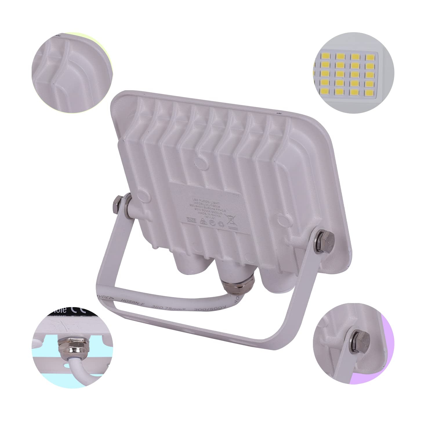YCZM Focos LED Exterior 50W,IP65 Impermeable Foco Proyector LED, Blanco Frío 6500K 5000 Lumen Foco LED Exterior,72 leds Terraza Floodlight para Casa,Garaje,Patio,Terraza,Campo【Blanco 2 Pieza】