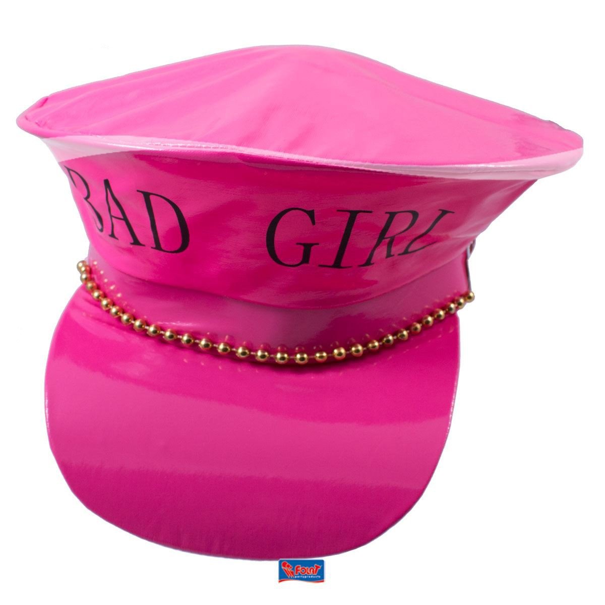 Police Hat Fake Leather "BAD GIRL" Pink