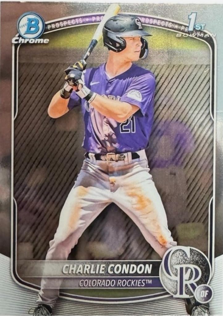 2025 Topps Bowman Charlie Condon #BCP75 Chrome Prospects Colorado Rockies Rookie RC Baseball Card