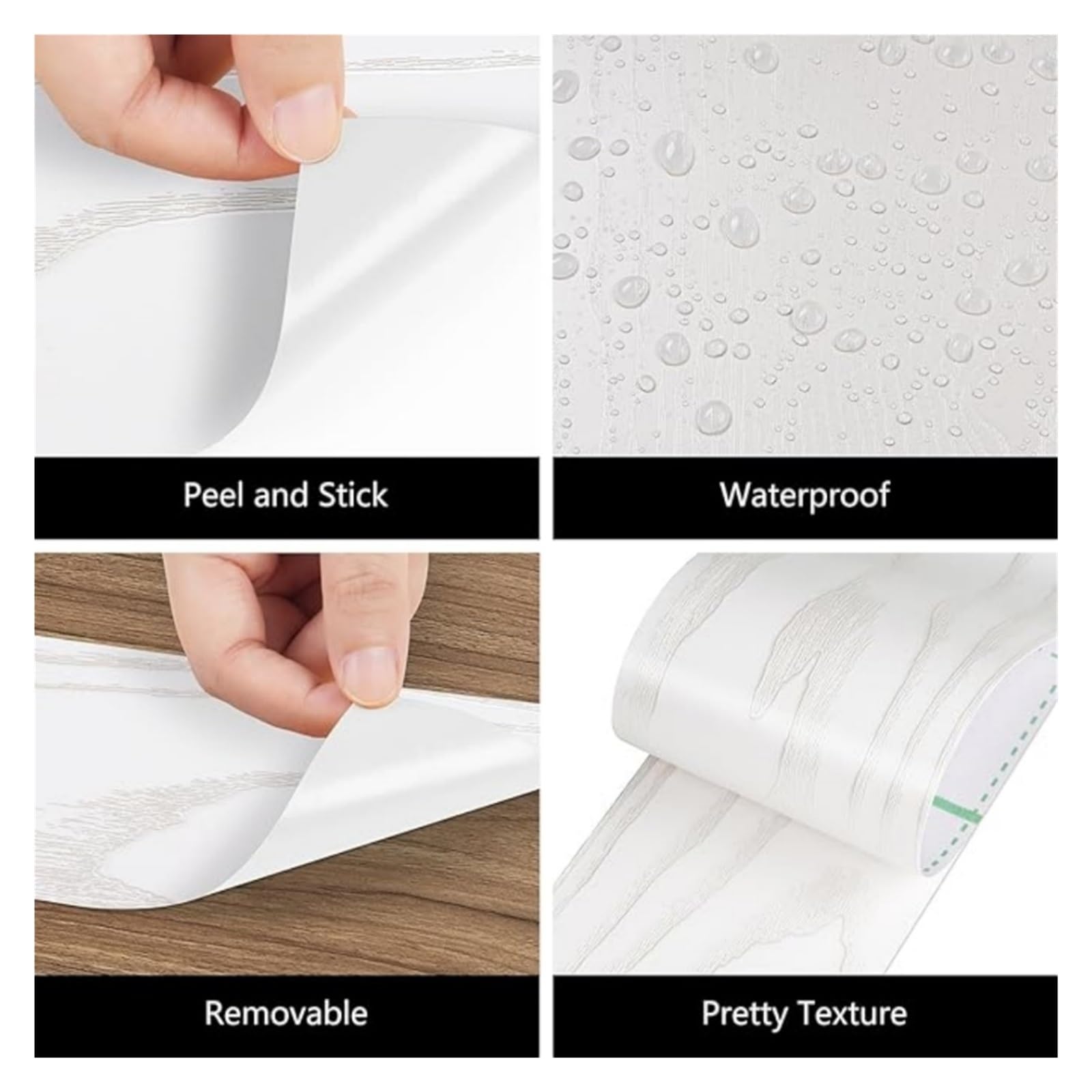 Rodapiés impermeables Borde de pared autoadhesivo 5mX8cm, borde rodapié, papel tapiz impermeable for sala estar, decoración del hogar, 1 ud Baño(Luoyebin)