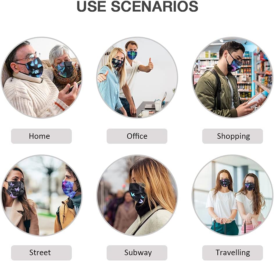 100 Pcs Disposable Face Masks - 3-Layer Breathable Safety Masks,Disposable Masks for Adults Men Women,Holiday Colorful Mask - Image 8