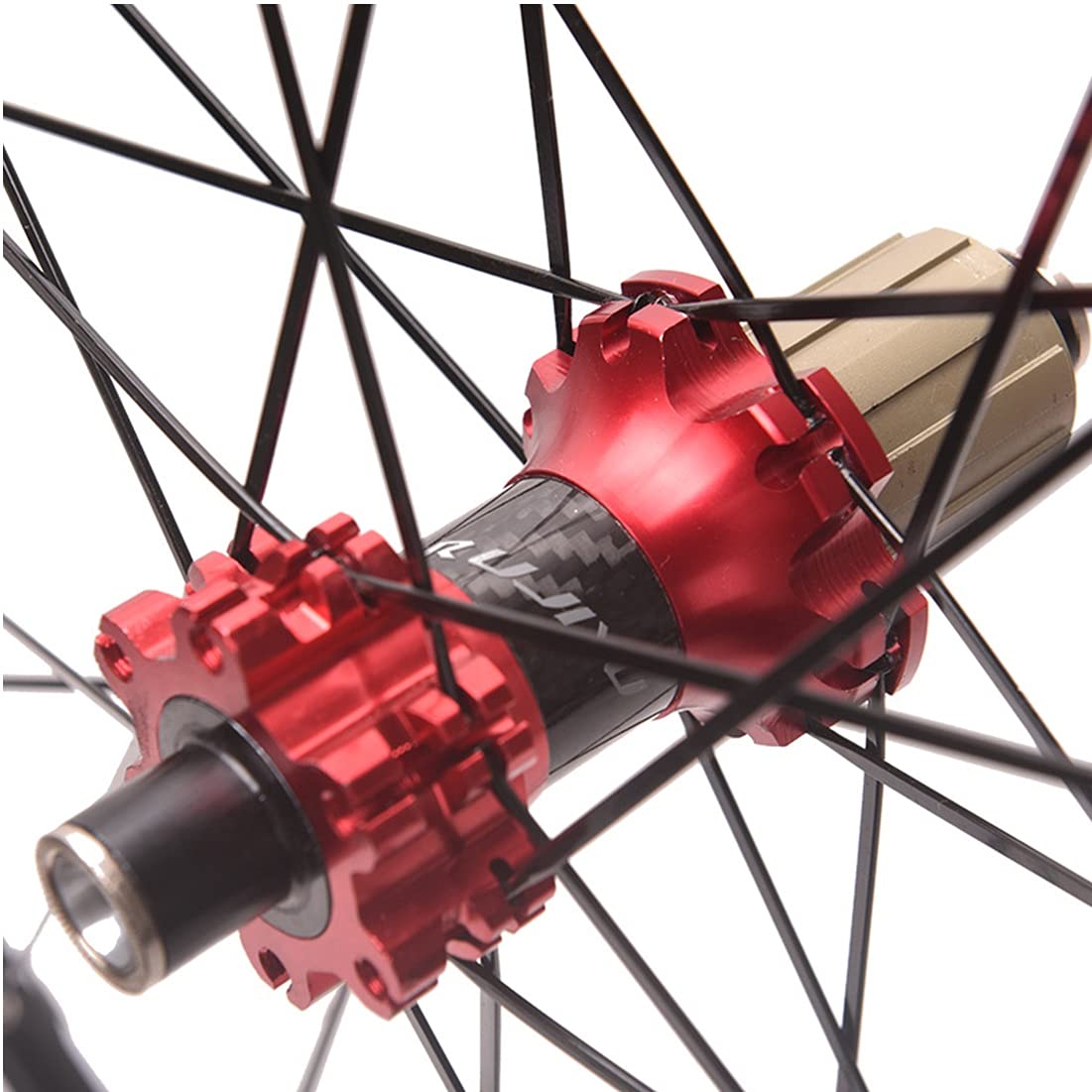 26 27.5 29 Pulgadas Juego Ruedas Bicicleta Montaña Doble Pared De Llanta 24H MTB Rueda Delantera Y Trasera Carbono Buje Eje Pasante Freno Disco 7 8 9 10 11 Velocidad (Color : Red hub, Size : 27.5")