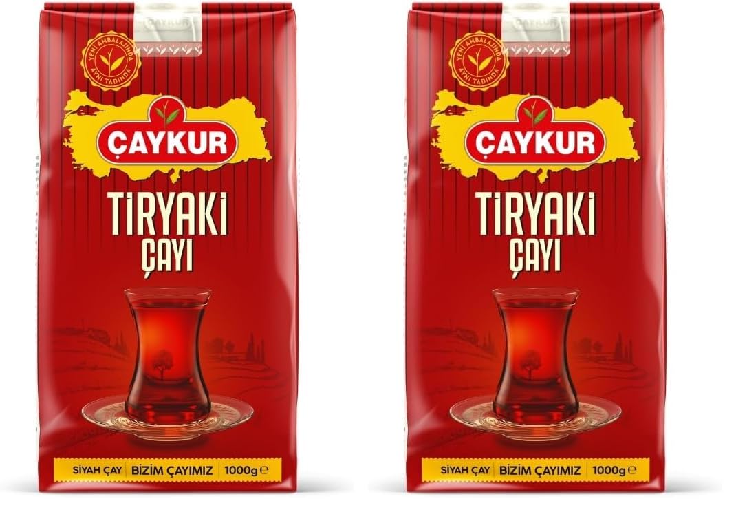 ÇAYKUR Tiryaki Türkischer Schwarzer Tee, Kräftiger Aufguss, Tiefrötliche Farbe & Vollmundiges Aroma, Hochland-Teeblätter, Loser Naturtee 1000g (2 paketi)