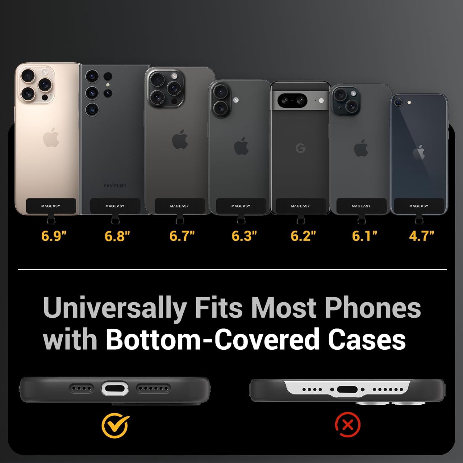 MAGEASY Crossbody Phone Chain Strap - Universal Metal Crossbody Phone Lanyard With Adjustable Length, Chic Cell Phone Necklace Phone Strap for iPhone & Android Phones - Classic Gold Metal