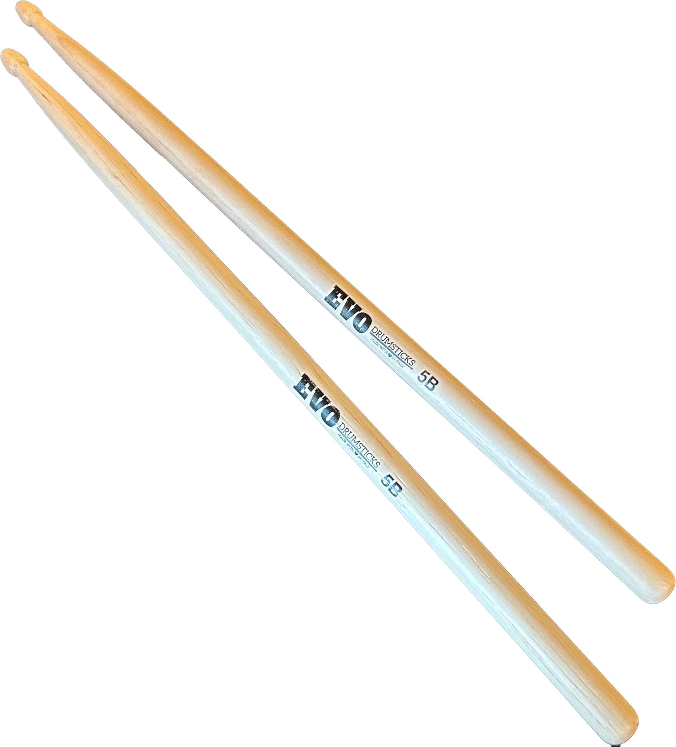 Baquetas para batería profesionales modelo 5B de nogal, nogal americano con punta de madera, punta de bellota, madera de curado natural, fabricado en Italia - 6 pares pack