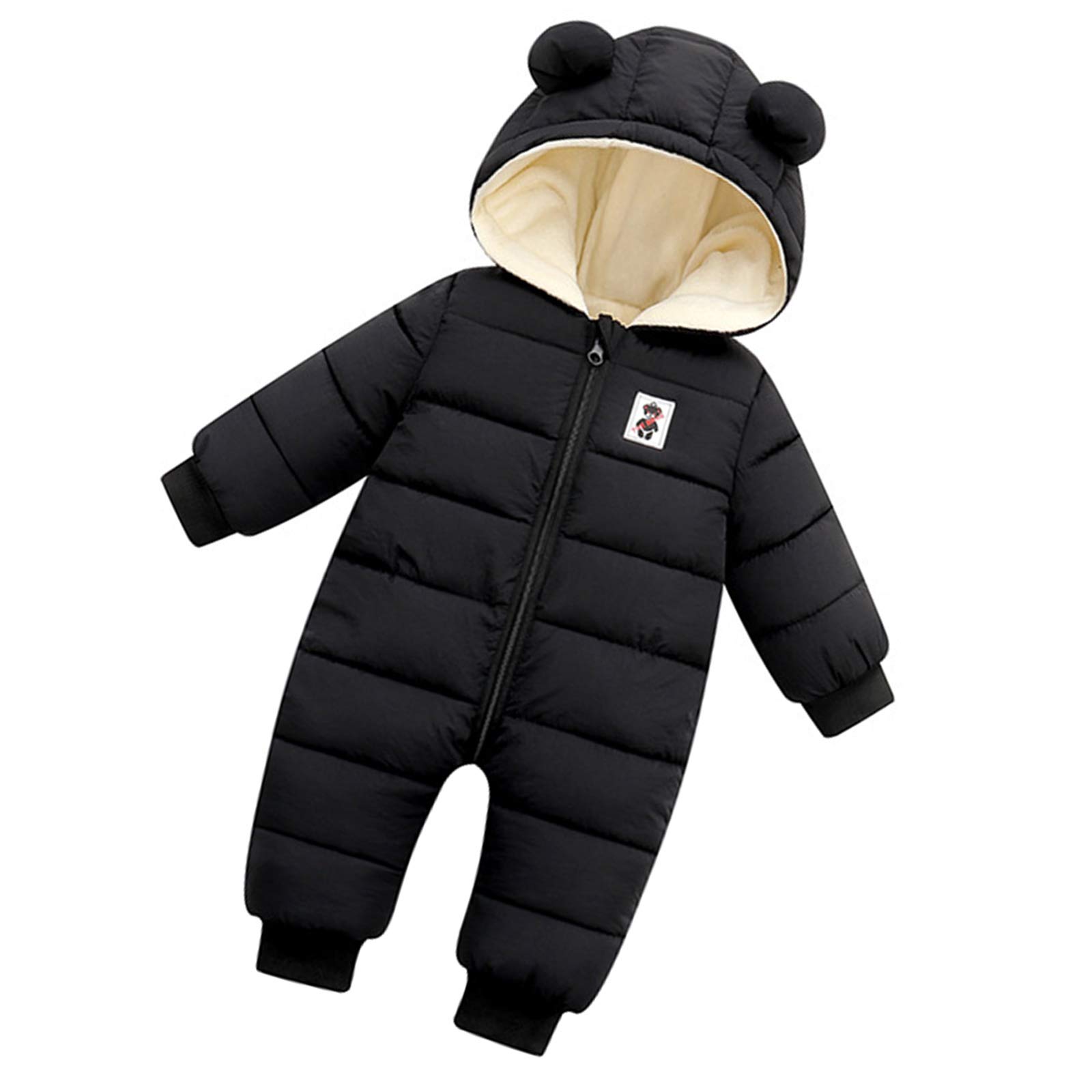 Borlai Grenouillère d'hiver chaude à capuche pour bébé fille et garçon avec double fermeture éclair