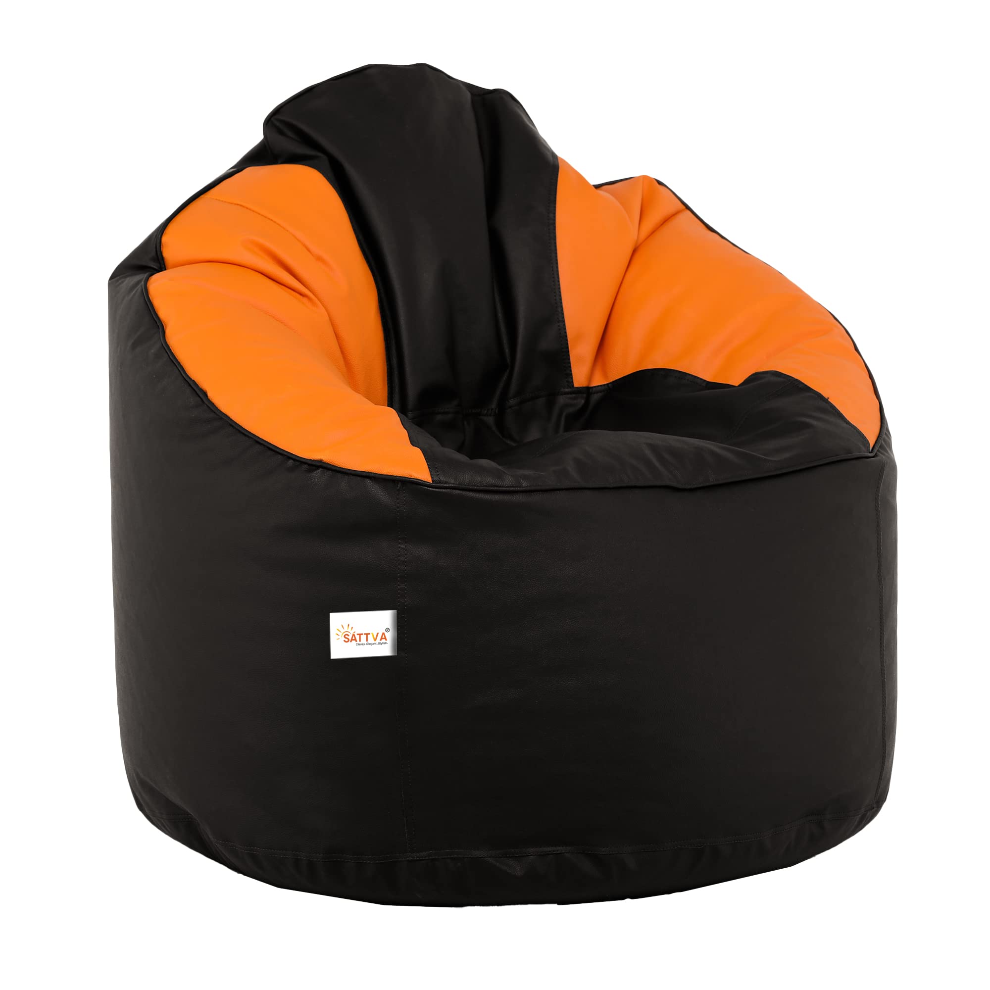 SATTVA Classy.Elegant.Stylish Muddha Sofa Bean Bag Cover (Without Beans) - Black and Orange