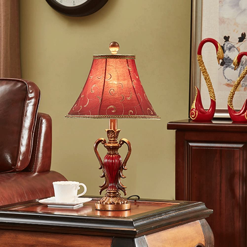Lampy stołowe z kloszem z tkaniny, tradycyjny styl, oświetlenie biurkowe, styl vintage, rustykalna lampka nocna do salonu, sypialni, biura domowego