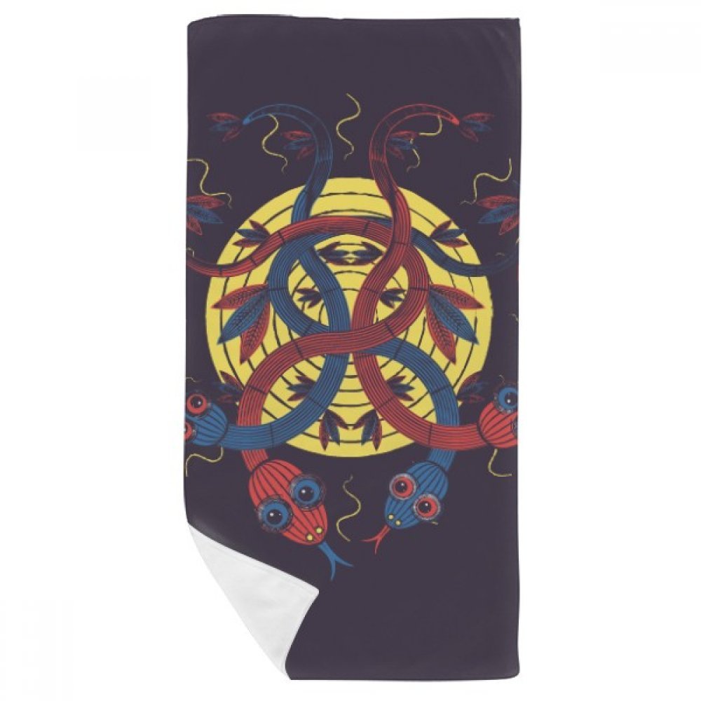 Serviette de toilette serpent motif animal créature drap de bain doux 35x70cm multicolore
