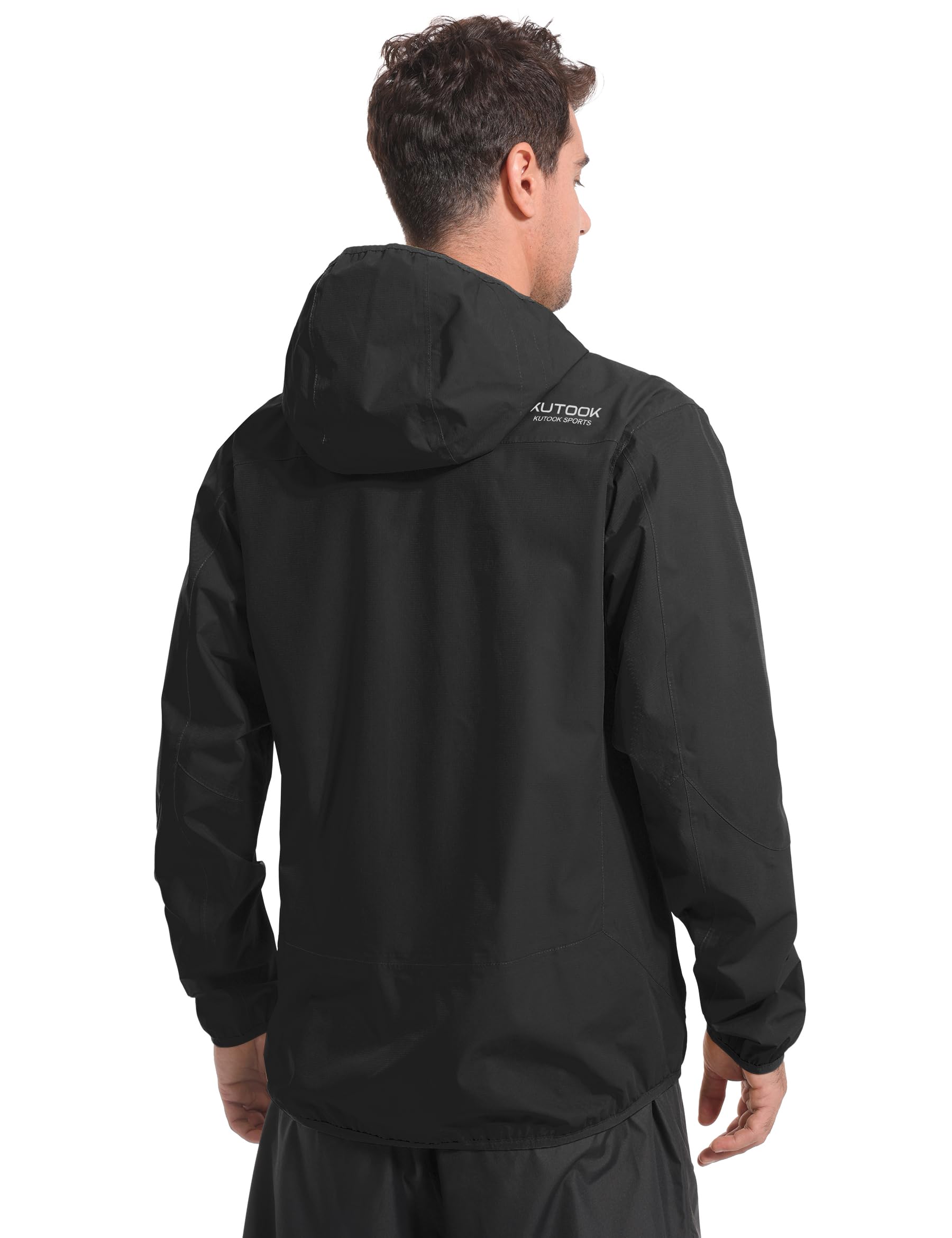 KUTOOK Veste de pluie imperméable à capuche légère et respirante pour homme, pour cyclisme, randonnée, course à pied, taille S à 3XL