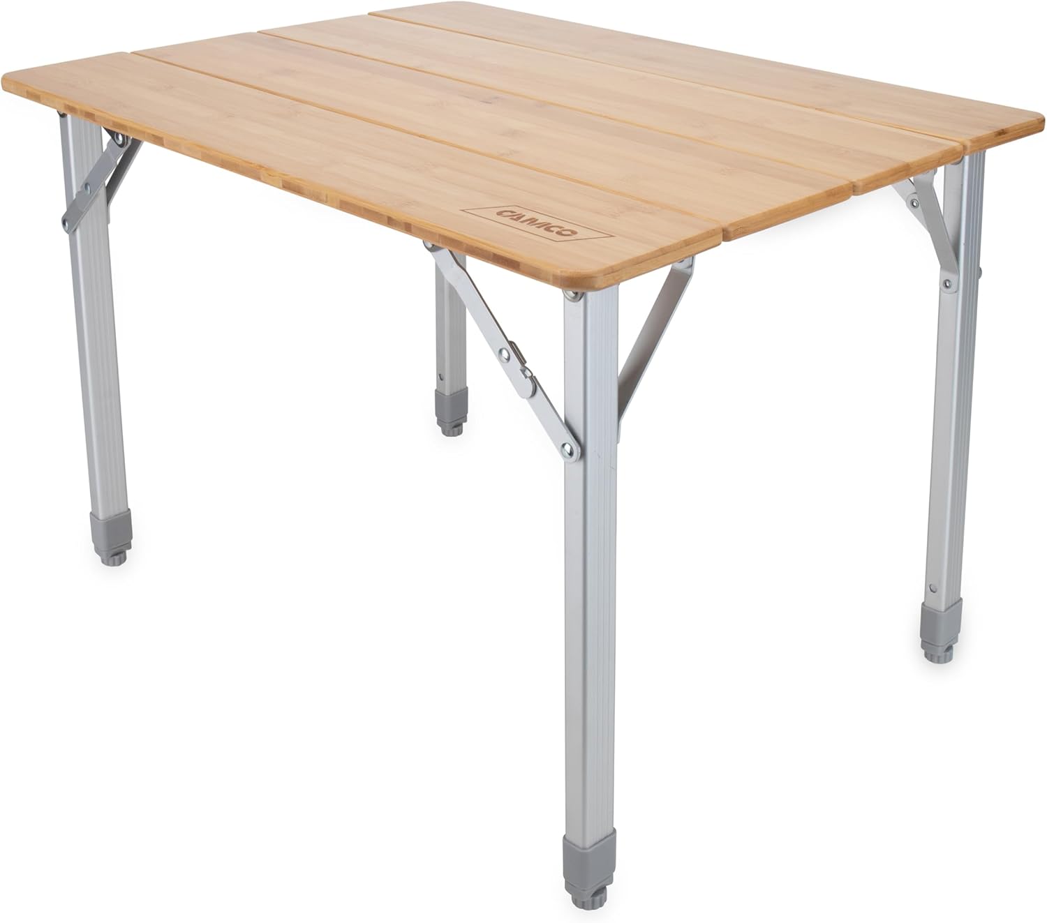 Camco Bamboo Folding Camping Table with Aluminum Legs - Natural Bamboo Top Measures 25 ½ x 19 ¾-inches & Supports Up to 85lbs - Lightweight for Added Portability & Includes Storage Bag (51895)