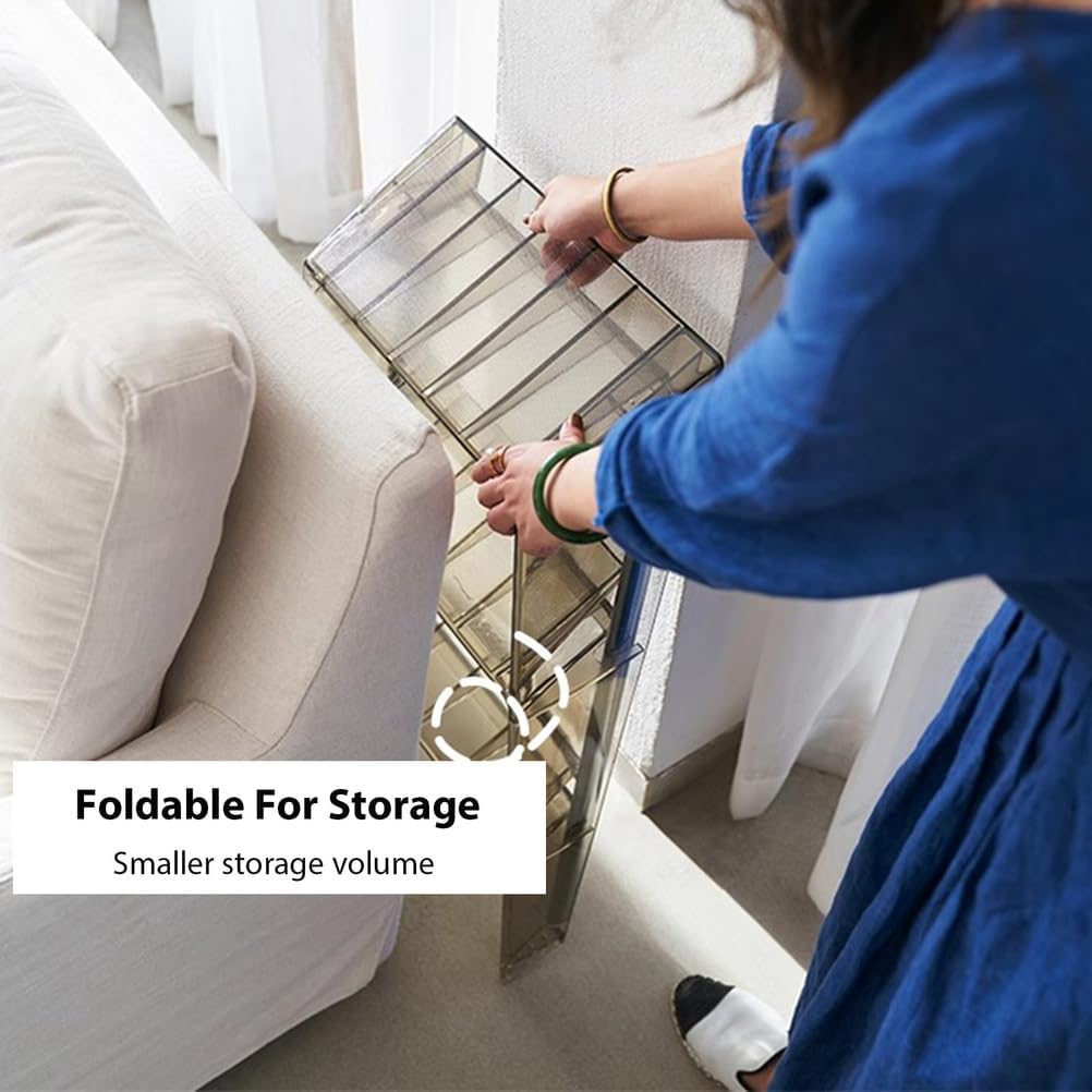 Acrylic 3 Step Ladder, Decorative Modern Foot Stools, 2-in-1 Design Folding Steps Stool, for Home and Office Use, Easy to Store and Carry,Orange