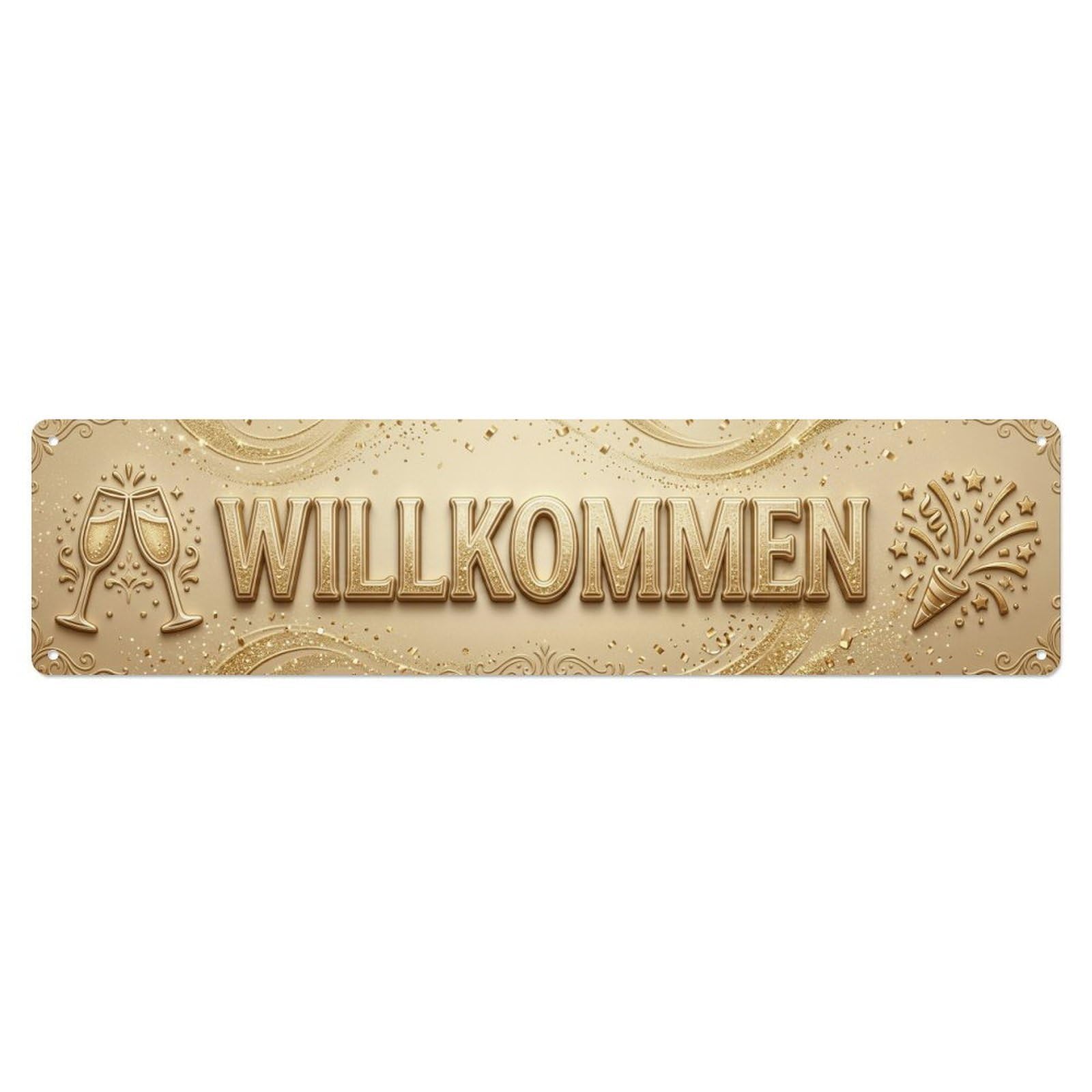 Champagne Gold Celebration Luxury Welcome Metal Tin Sign