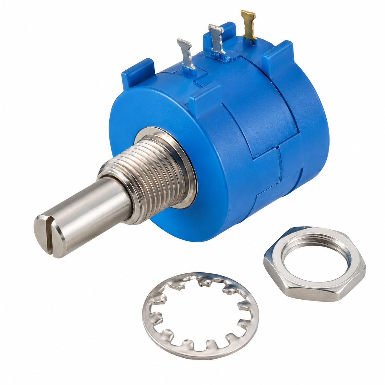 3590S 10K Ohm Precision Multiturn Potentiometer, 10-Turn 3-Pin Panel Mount Variable Resistor with Nut and Lock Washer for Electronics Projects (Pack of 1)-image-18