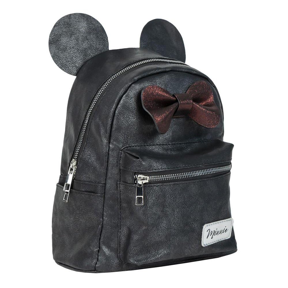 CERDÁ LIFE'S LITTLE MOMENTS -Minnie Casual Backpack - Colour Black - 22.5x22.5x7.cm - Made of PU - Minnie Print - Original Product
