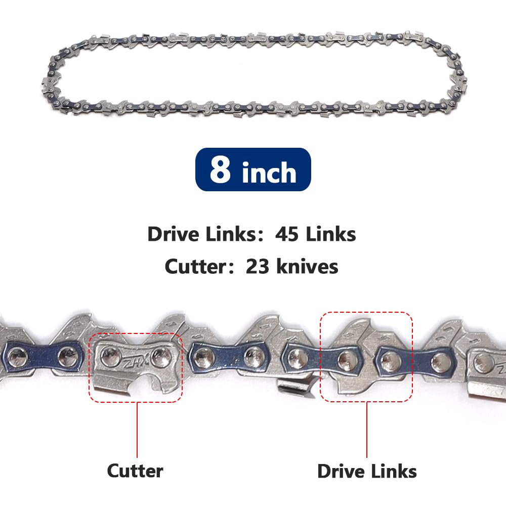 KtbeYTi 3 Piece Mini Chainsaw 8 Inch 45TG Chain Replacement Saw Chain Small Chain Saw Chain for Cutters of Branches in The Garden - Image 2